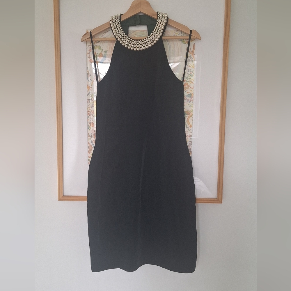 Vintage CDC Green Velvet Pearl Collar Mini Dress